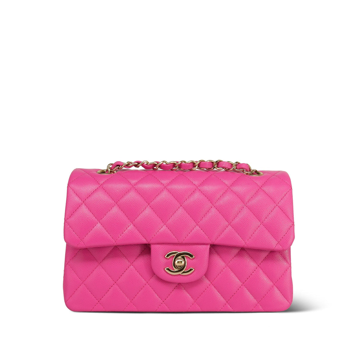 22P Pink Caviar Quilted Classic Flap Small LGHW