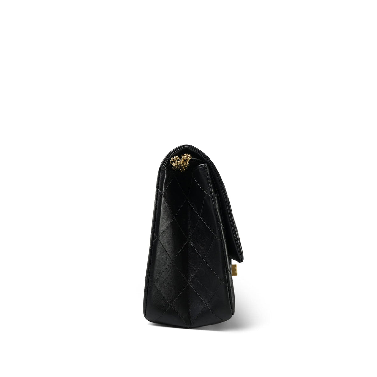 Black Crumpled Calfskin Quilted Reissue 2.55 227 Aged Gold Hardware