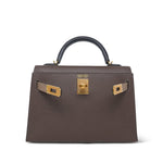 Product image 4 of 15: Mini Kelly Sellier Tri-Color Ecorce Etoupe Black Epsom Gold Plated B Stamp