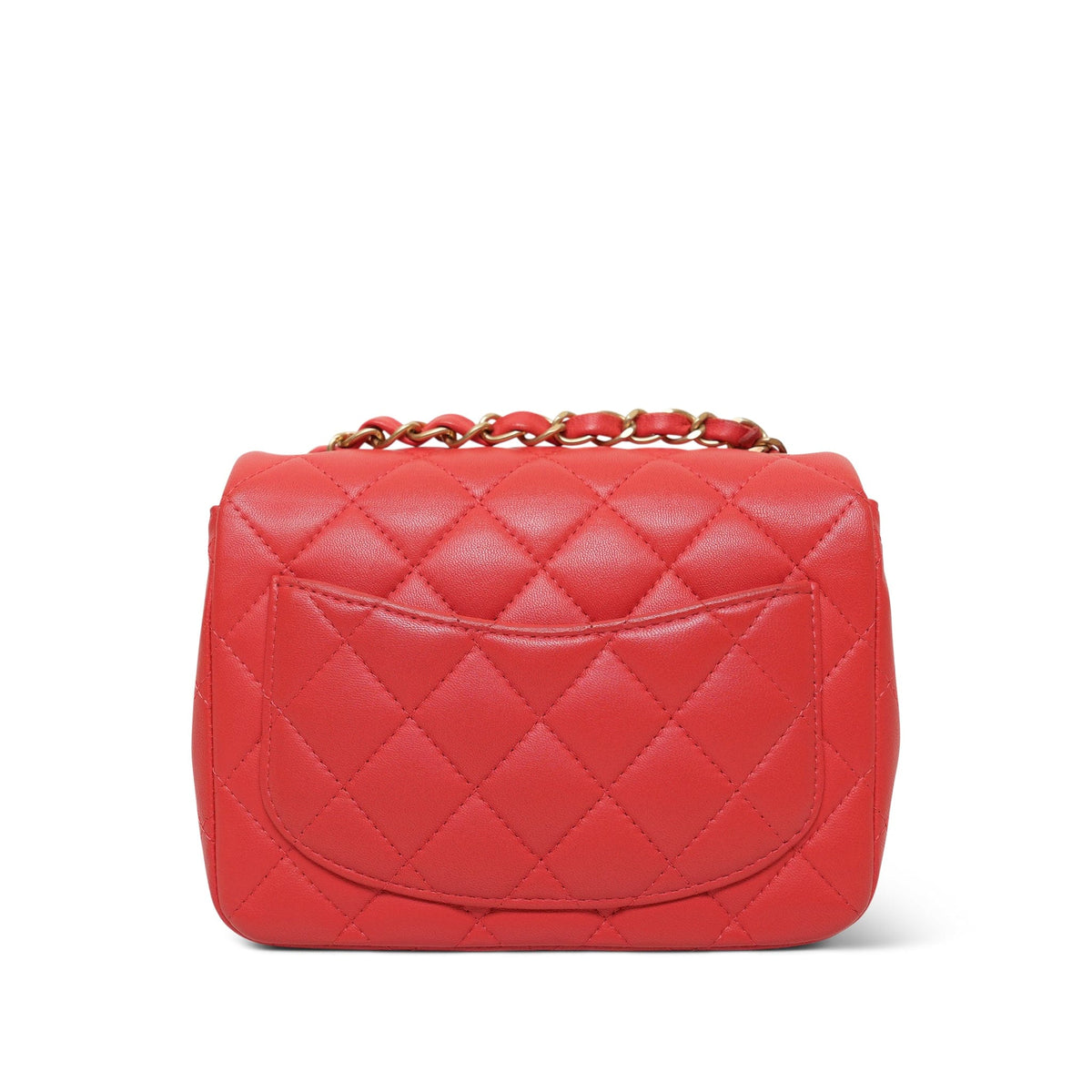 Red Lambskin Quilted Mini Square Flap AGHW
