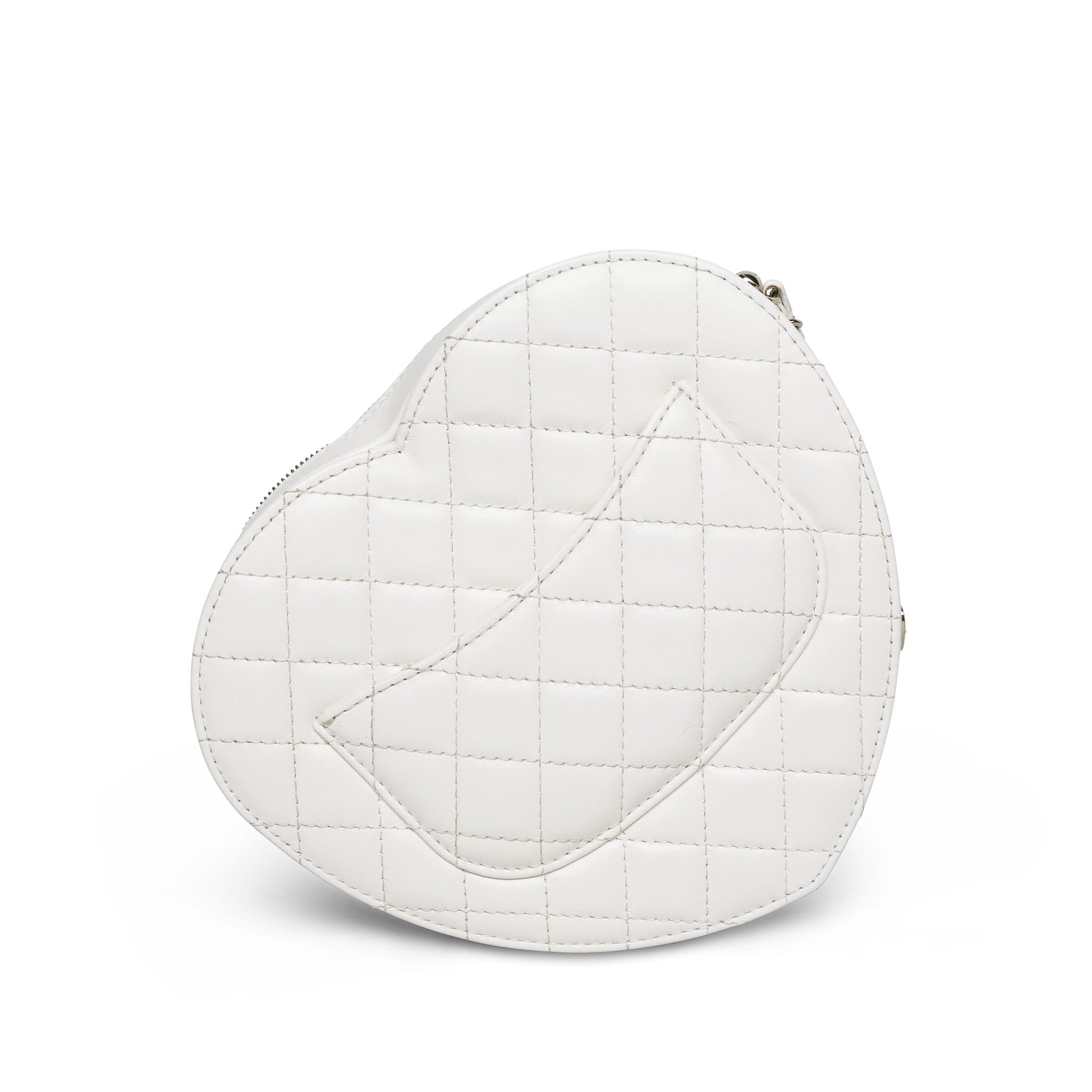 Product image 7 of 17: 25B White Lambskin Quilted Heart Bag Large LGHW