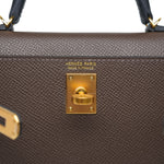 Product image 3 of 15: Mini Kelly Sellier Tri-Color Ecorce Etoupe Black Epsom Gold Plated B Stamp