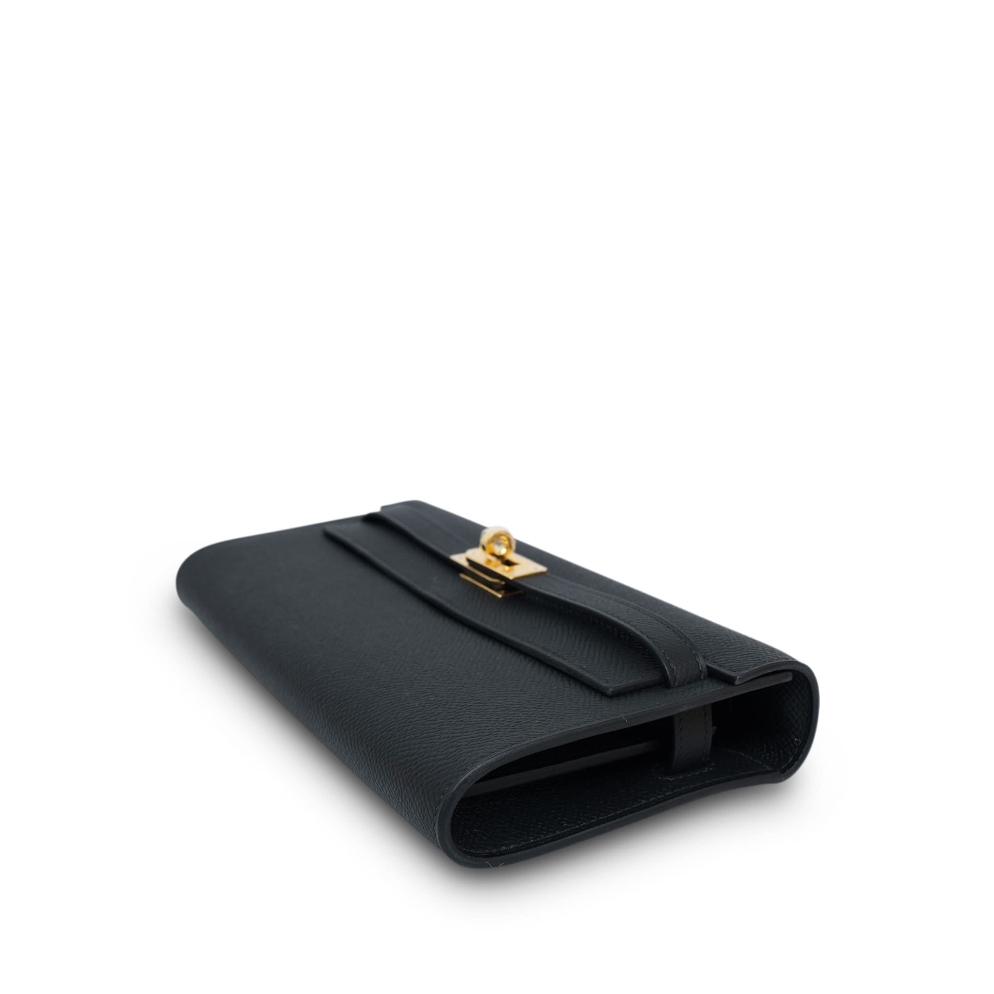 Product image 10 of 15: Kelly Wallet To Go Black Epsom Gold Plated G Stamp