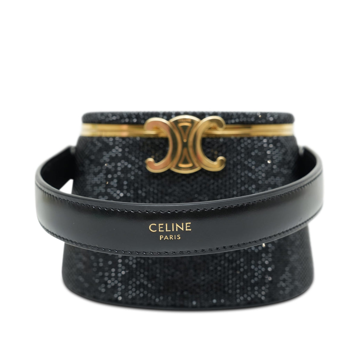 Celine Black Nina Minaudiere Suede Calfskin Strass.