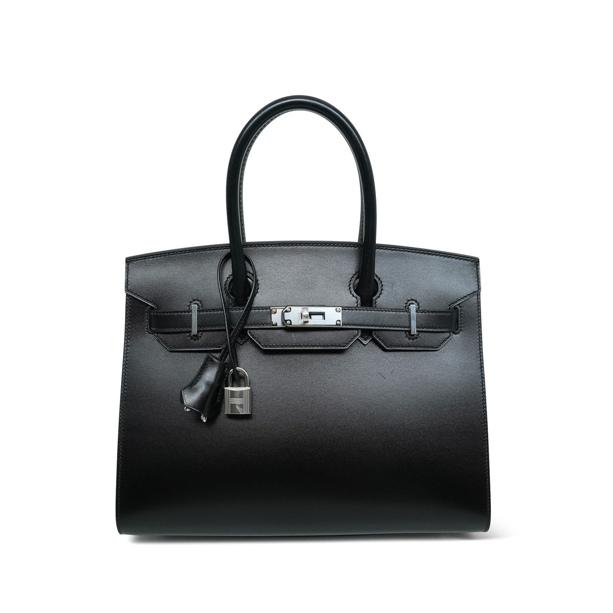Birkin 30 Black Box Calfskin Palladium Plated W Stamp