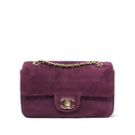 Product image 3 of 19: 26B Burgundy Suede Quilted Mini Souplissimo Flap Bag LGHW