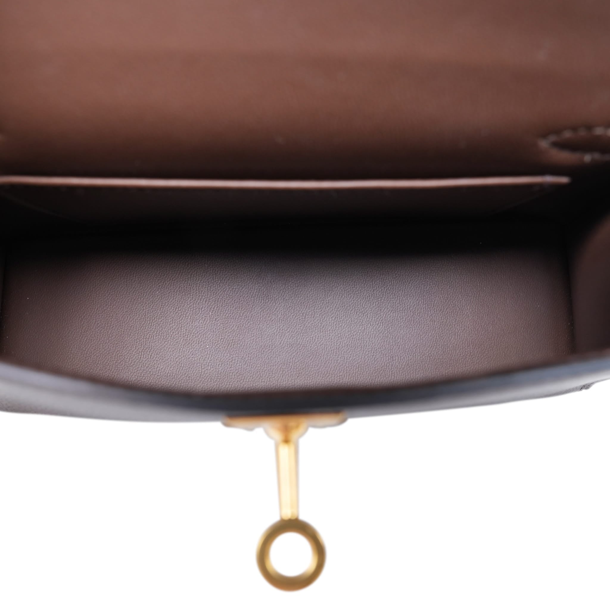 Product image 15 of 15: Mini Kelly Sellier Tri-Color Ecorce Etoupe Black Epsom Gold Plated B Stamp