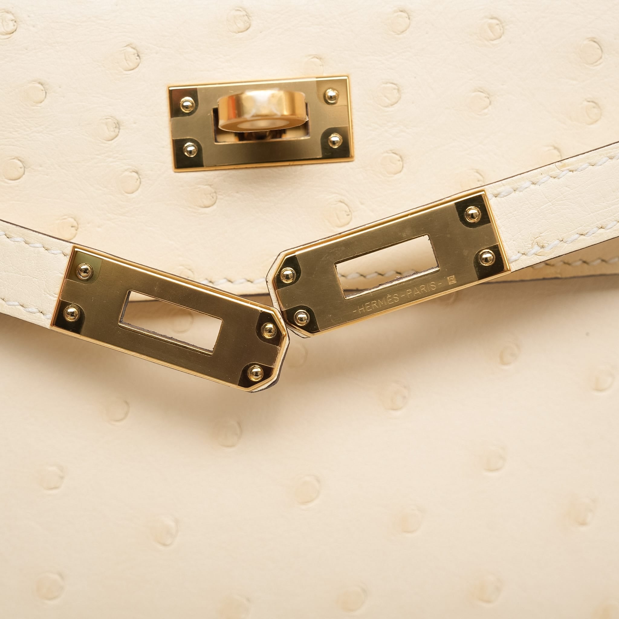 Product image 3 of 16: Kelly Pochette Nata Ostrich Gold Plated W Stamp