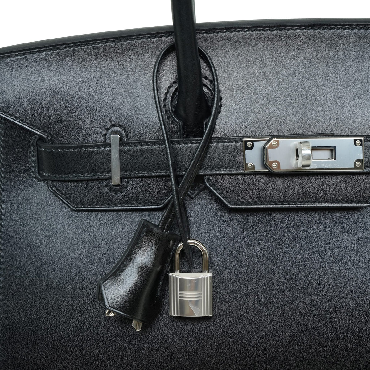 Birkin 30 Black Box Calfskin Palladium Plated W Stamp