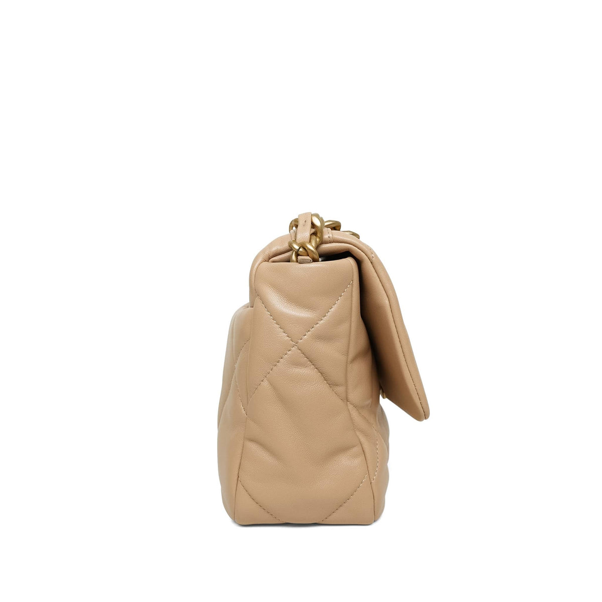 22C Beige Lambskin Quilted Small 19 Flap Mixed HW