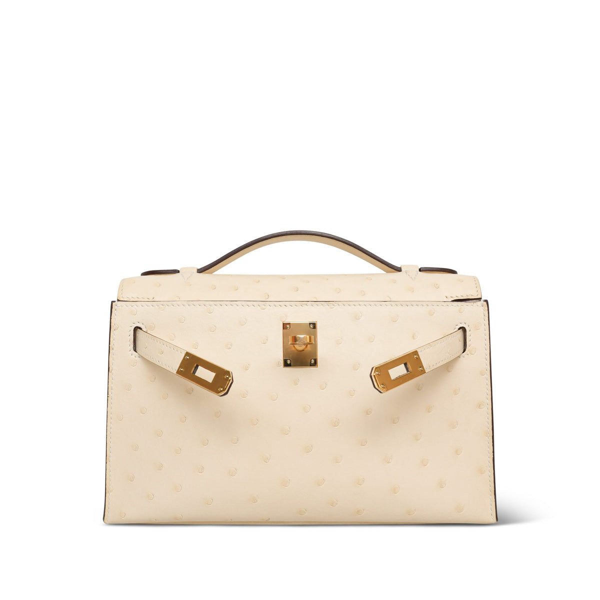 Kelly Pochette Nata Ostrich Gold Plated W Stamp