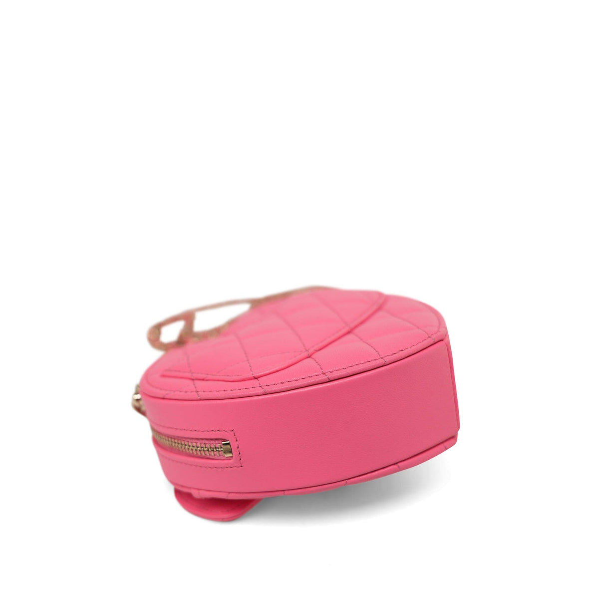22S CC In Love Pink Lambskin Quilted Small (Clutch on Chain) Heart Bag LGHW