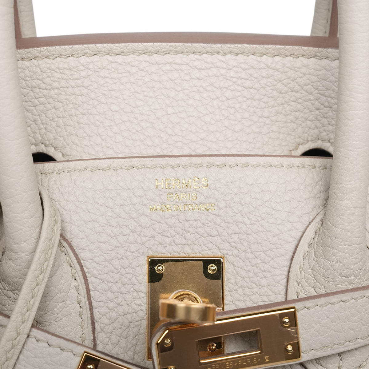 Birkin 25 Beton Togo Gold Plated U Stamp