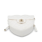 Product image 8 of 17: 25B White Lambskin Quilted Heart Bag Large LGHW