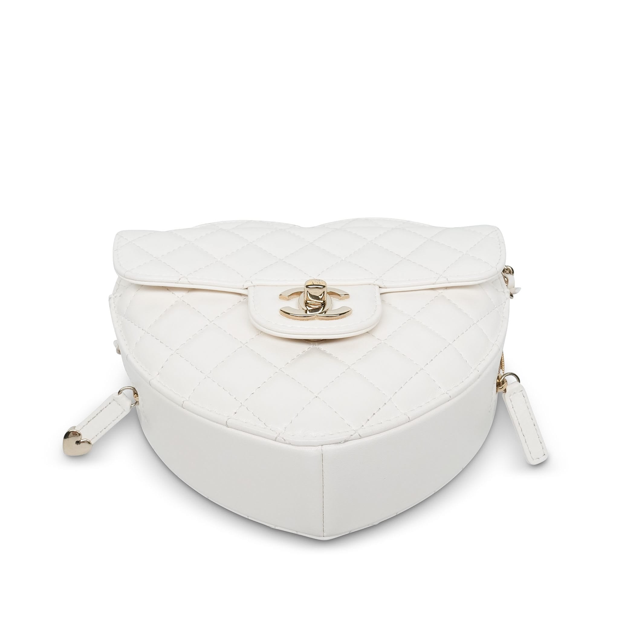 Product image 8 of 17: 25B White Lambskin Quilted Heart Bag Large LGHW