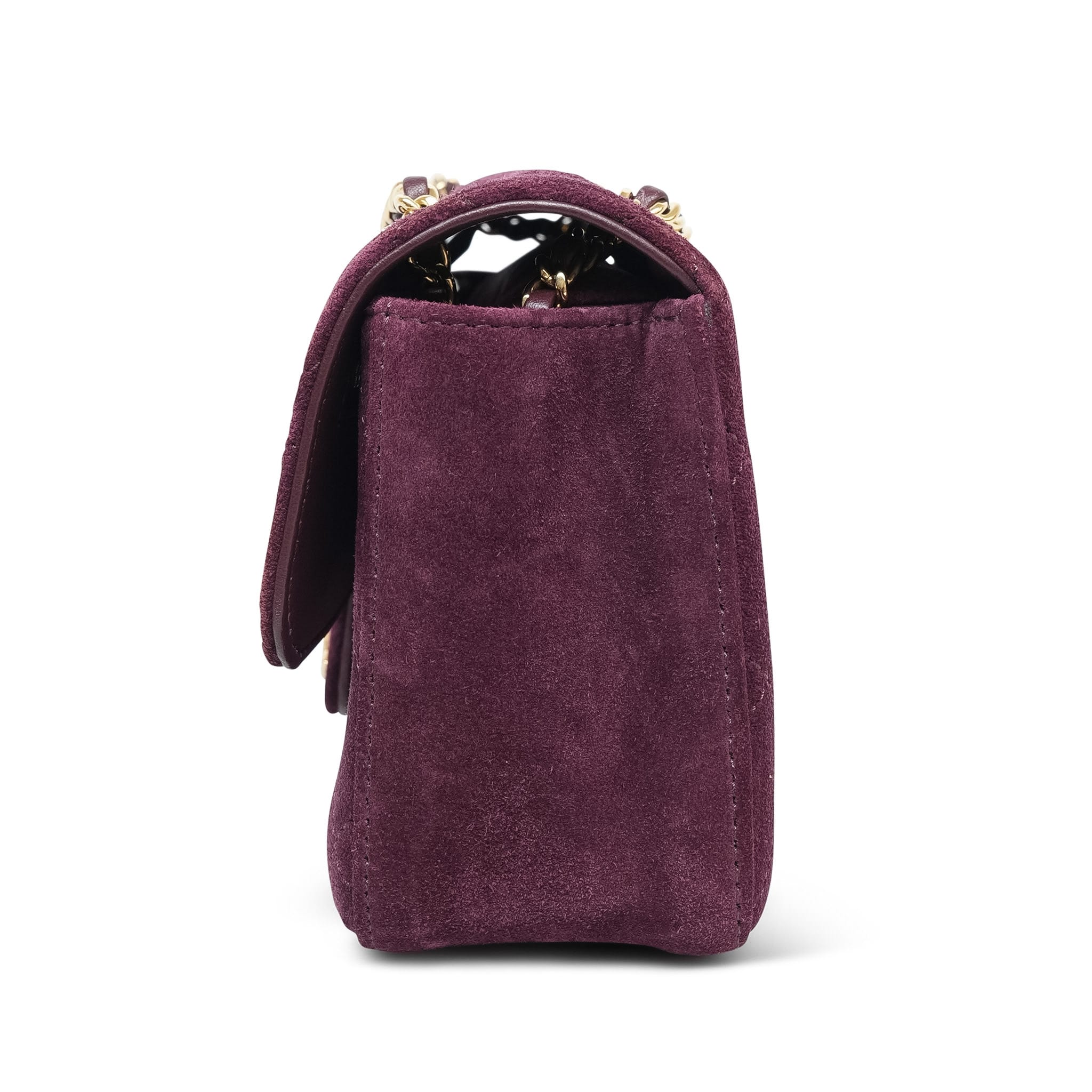 Product image 7 of 19: 26B Burgundy Suede Quilted Mini Souplissimo Flap Bag LGHW