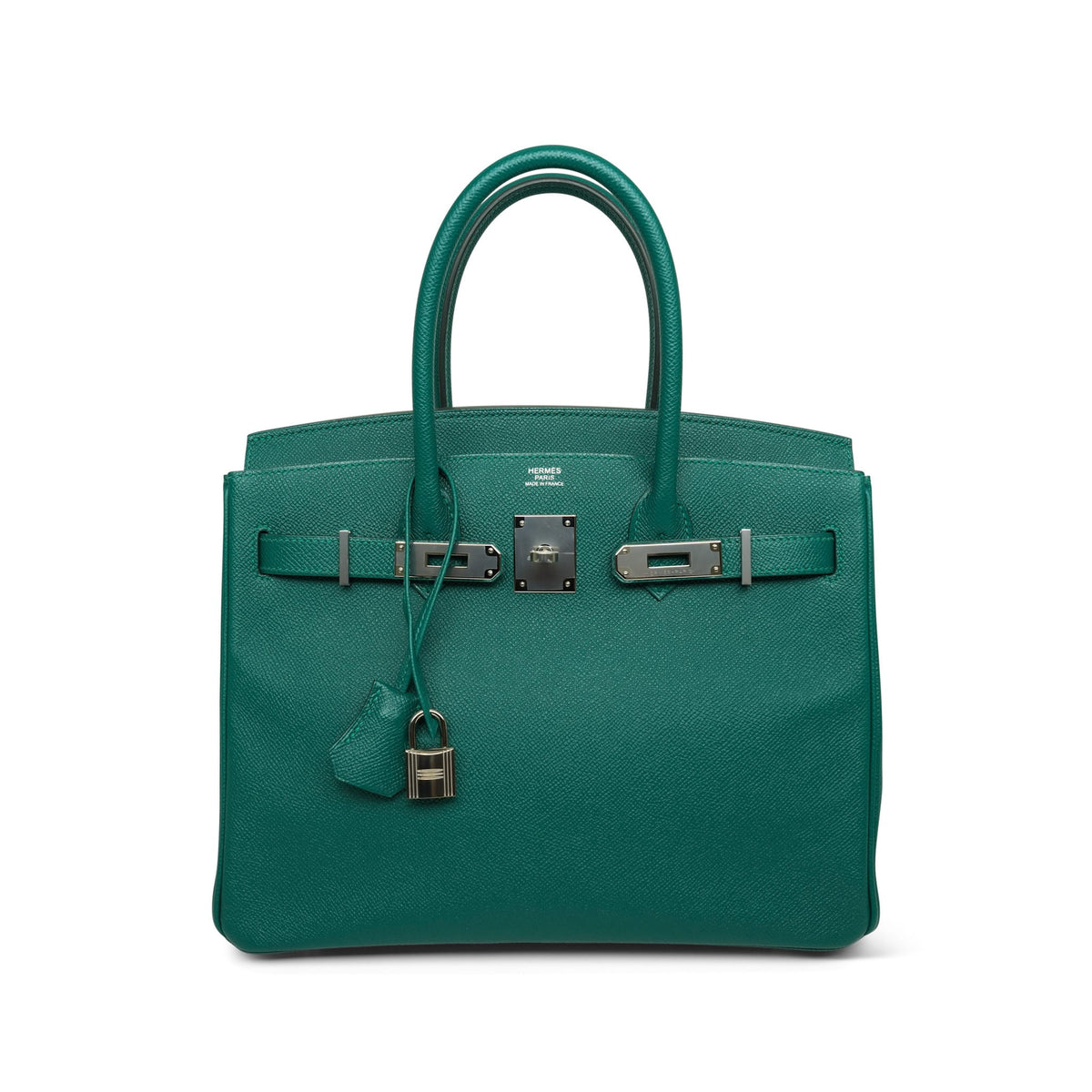 Birkin 30 Malachite Epsom Palladium Plated A Stamp