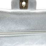 Product image 27 of 28: Silver Metallic Calfskin Quilted Classic Flap Medium Aged Gold Hardware