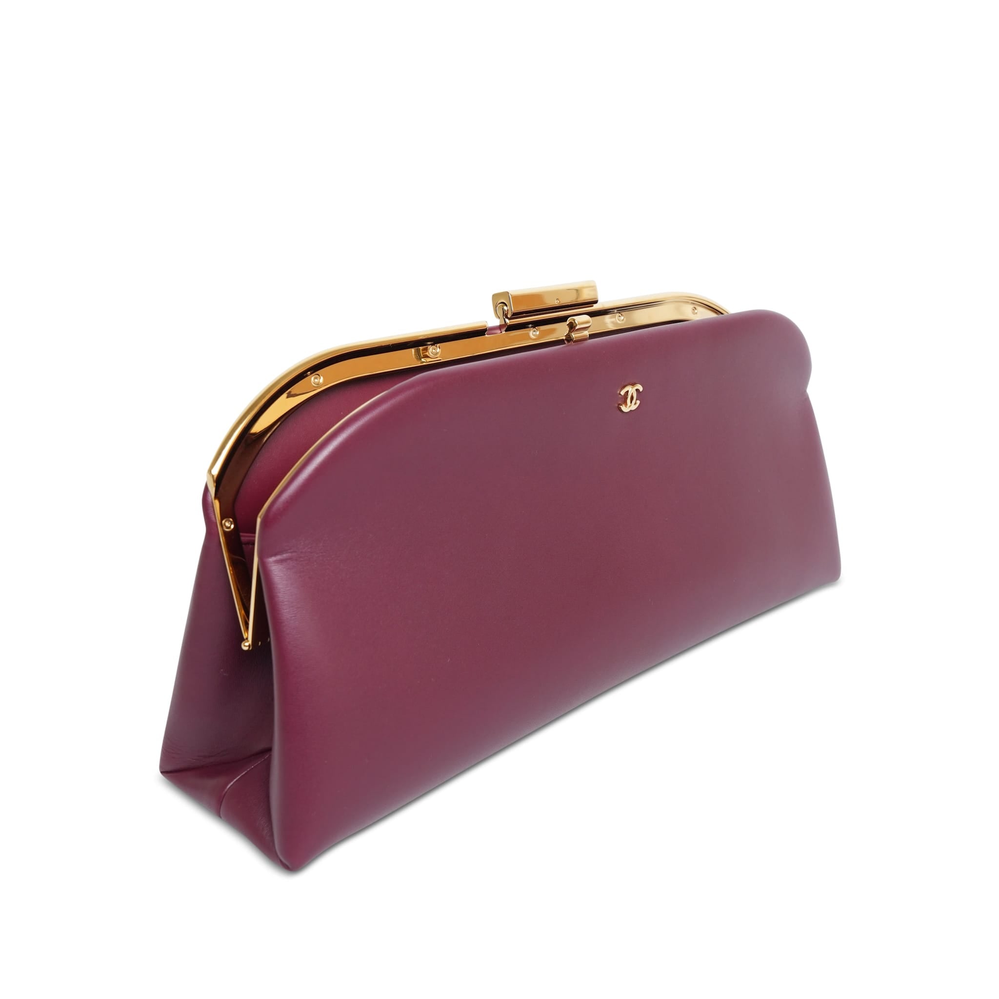 Product image 12 of 12: 26S Dark Burgundy Lambskin Large Clutch Light Gold Hardware