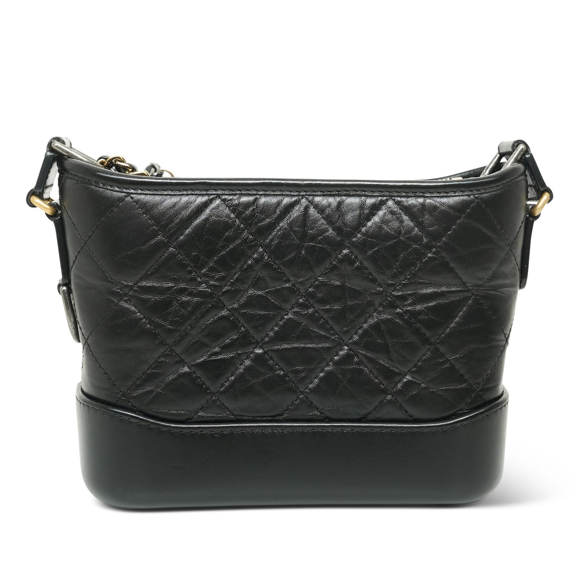 Black Aged Calfskin Quilted Gabrielle Hobo Bag Small Mixed Hardware