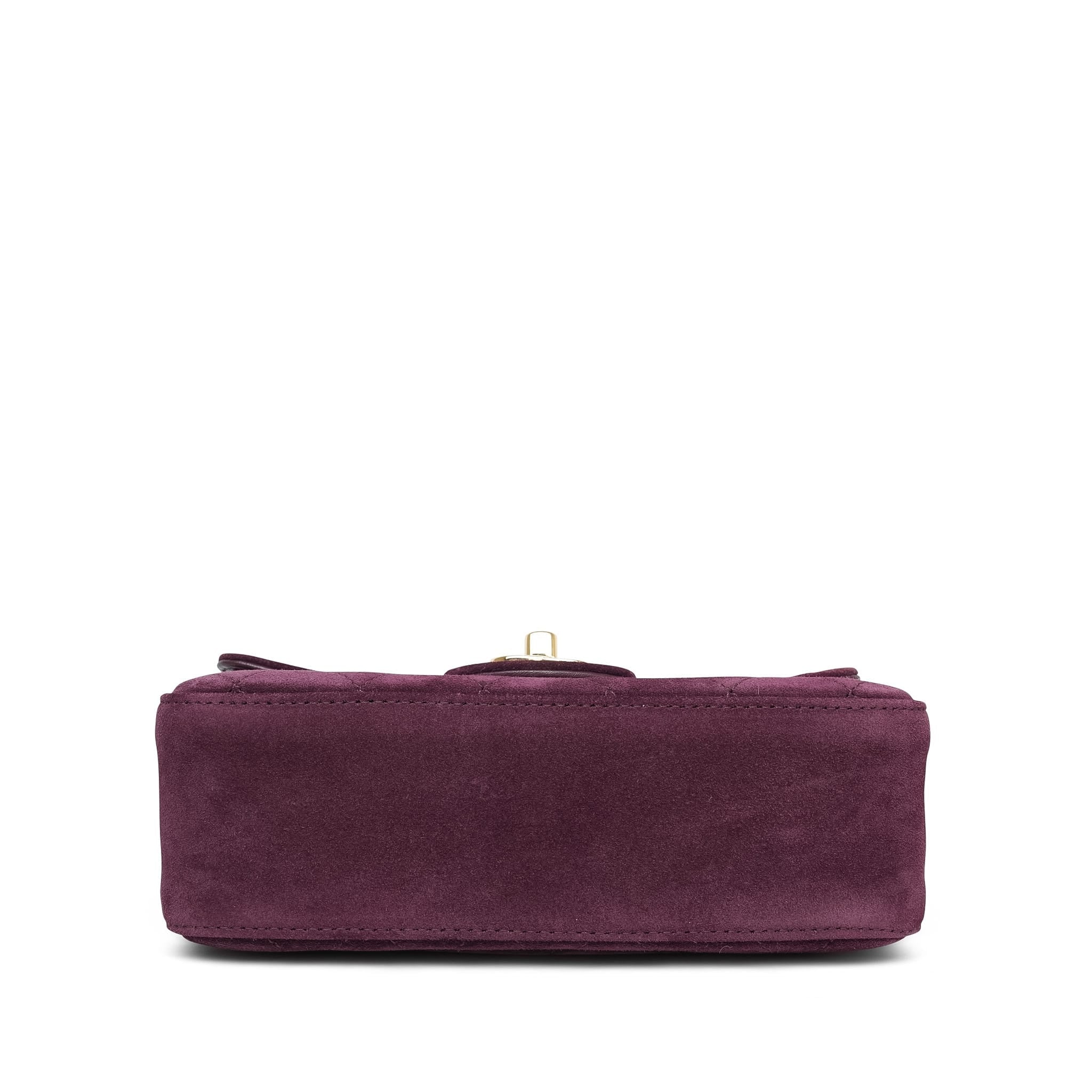 Product image 8 of 19: 26B Burgundy Suede Quilted Mini Souplissimo Flap Bag LGHW