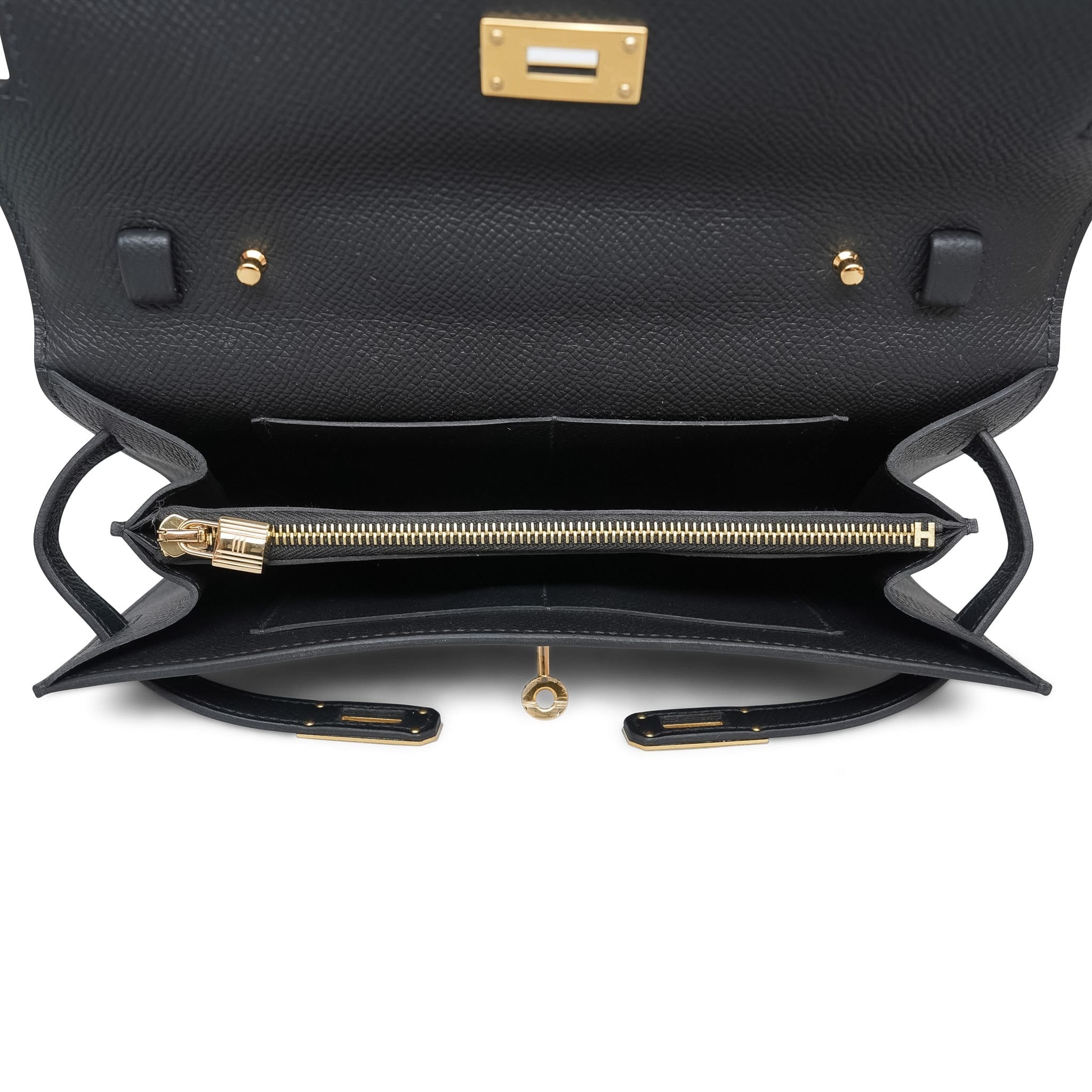 Product image 15 of 15: Kelly Wallet To Go Black Epsom Gold Plated G Stamp