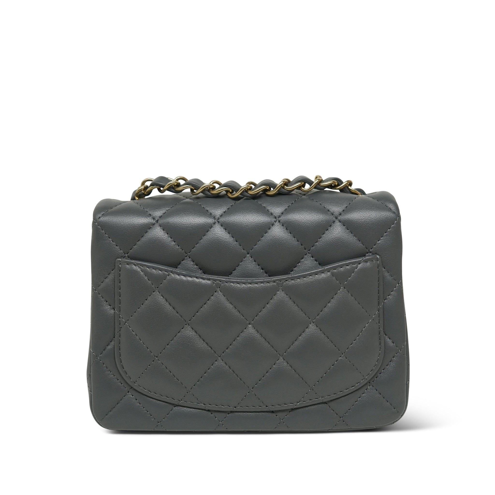 新品、未使用CHANEL25B バラクラバ　グレー 25B Dark Grey Lambskin Quilted Mini Square Flap Light Gold