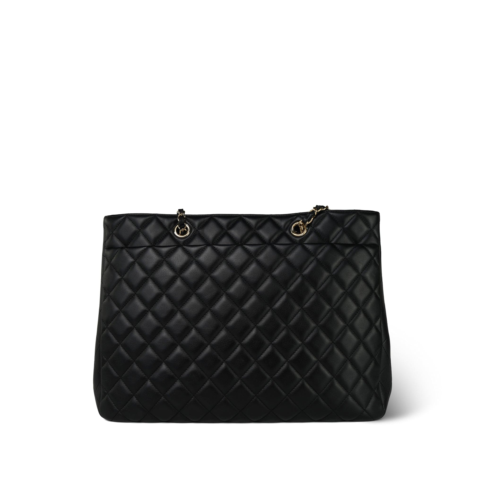 16B Black Lambskin Quilted CC Shopping Tote Large LGHW – REDELUXE