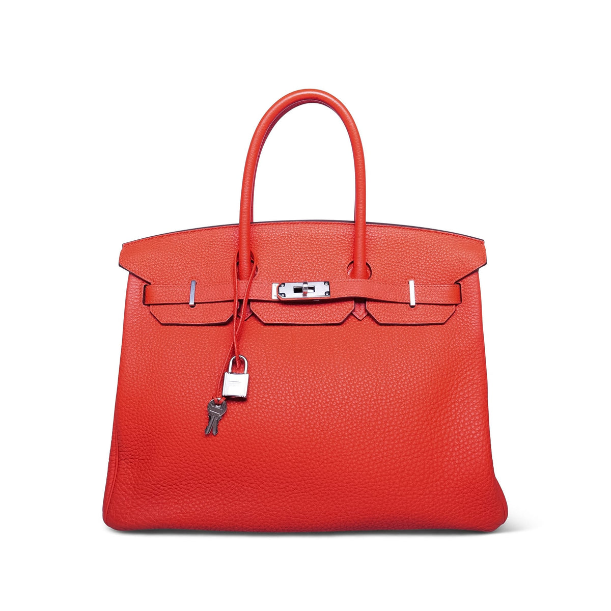 Birkin 35 Capucine Togo Palladium Plated P Square Stamp