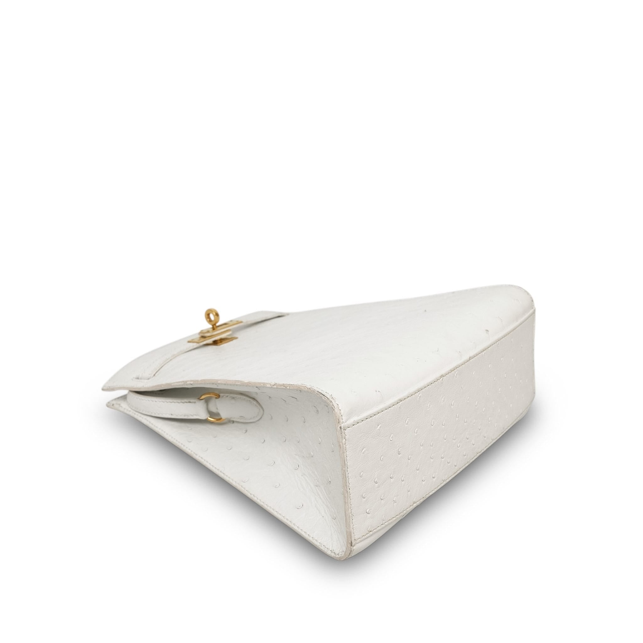 Product image 9 of 18: Kelly Sport PM White Ostrich Gold Plated R Circle