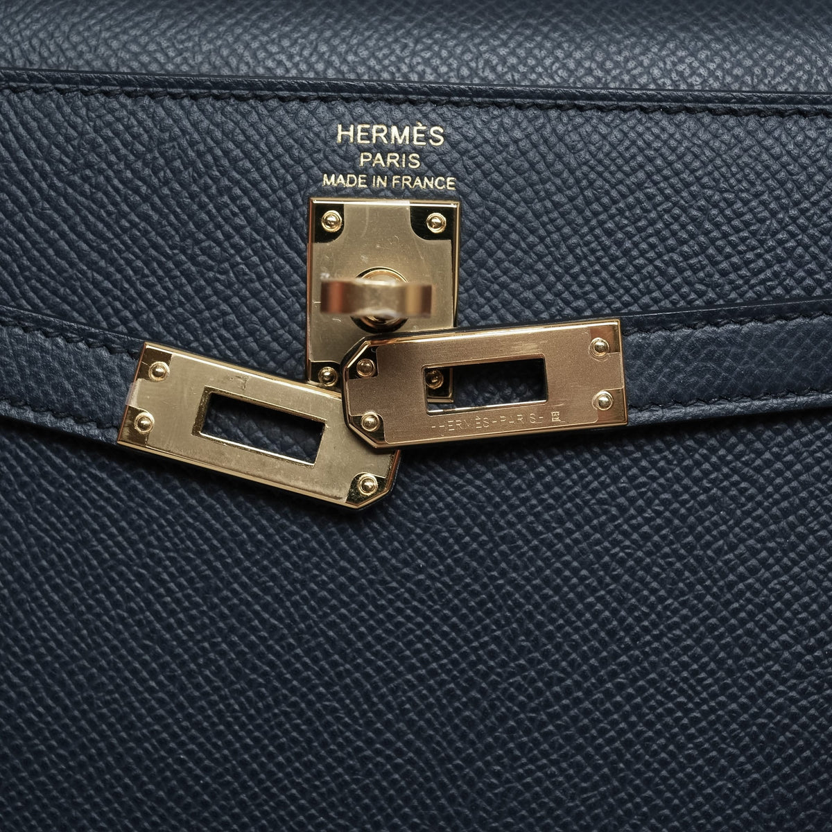 Kelly Sellier 25 Bleu Indigo Veau Epsom Gold Plated W Stamp