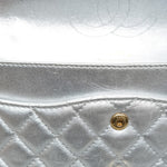 Product image 20 of 28: Silver Metallic Calfskin Quilted Classic Flap Medium Aged Gold Hardware