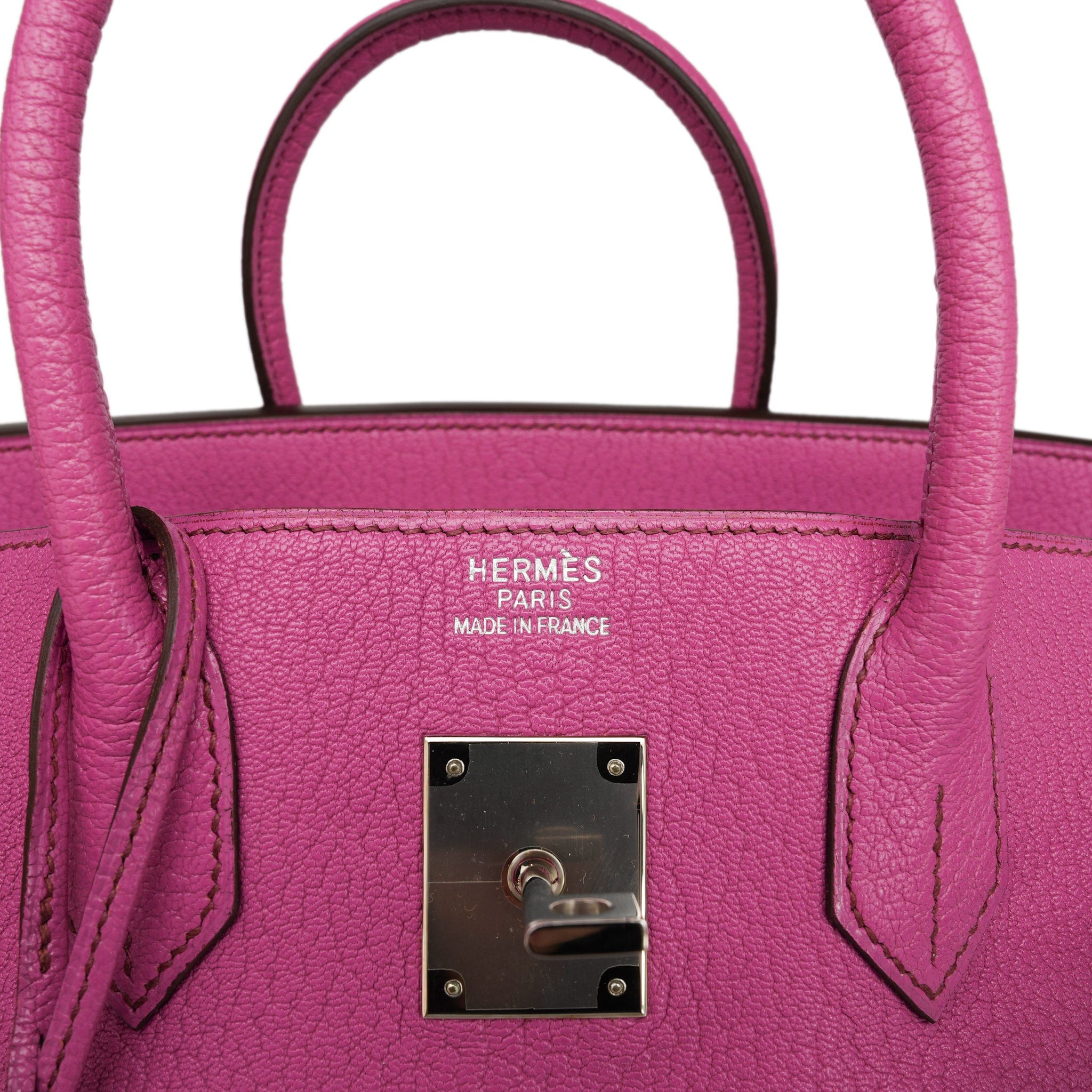 HAC 32 Fuchsia Chèvre de Coromandel Palladium Plated J Square