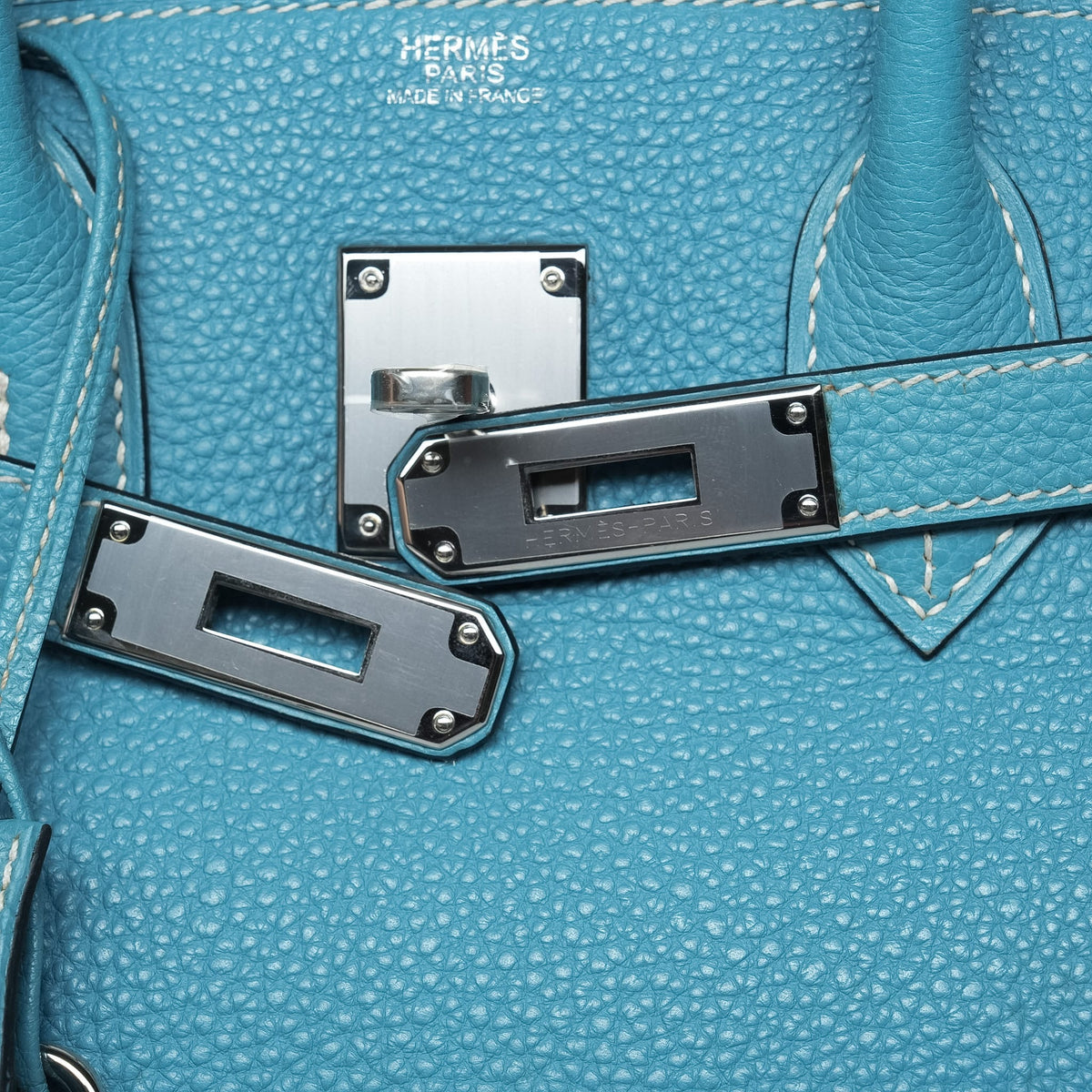 Birkin 30 Bleu Jean Togo Palladium Plated L Square Stamp