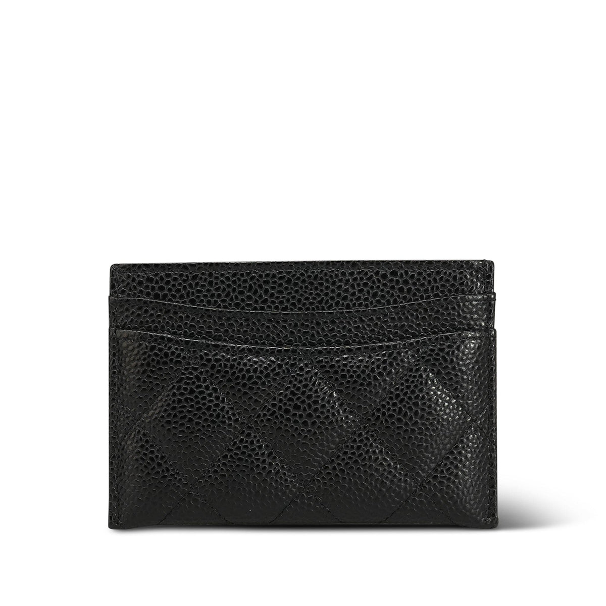 Black Caviar Quilted Classic Card Holder Silver Hardware