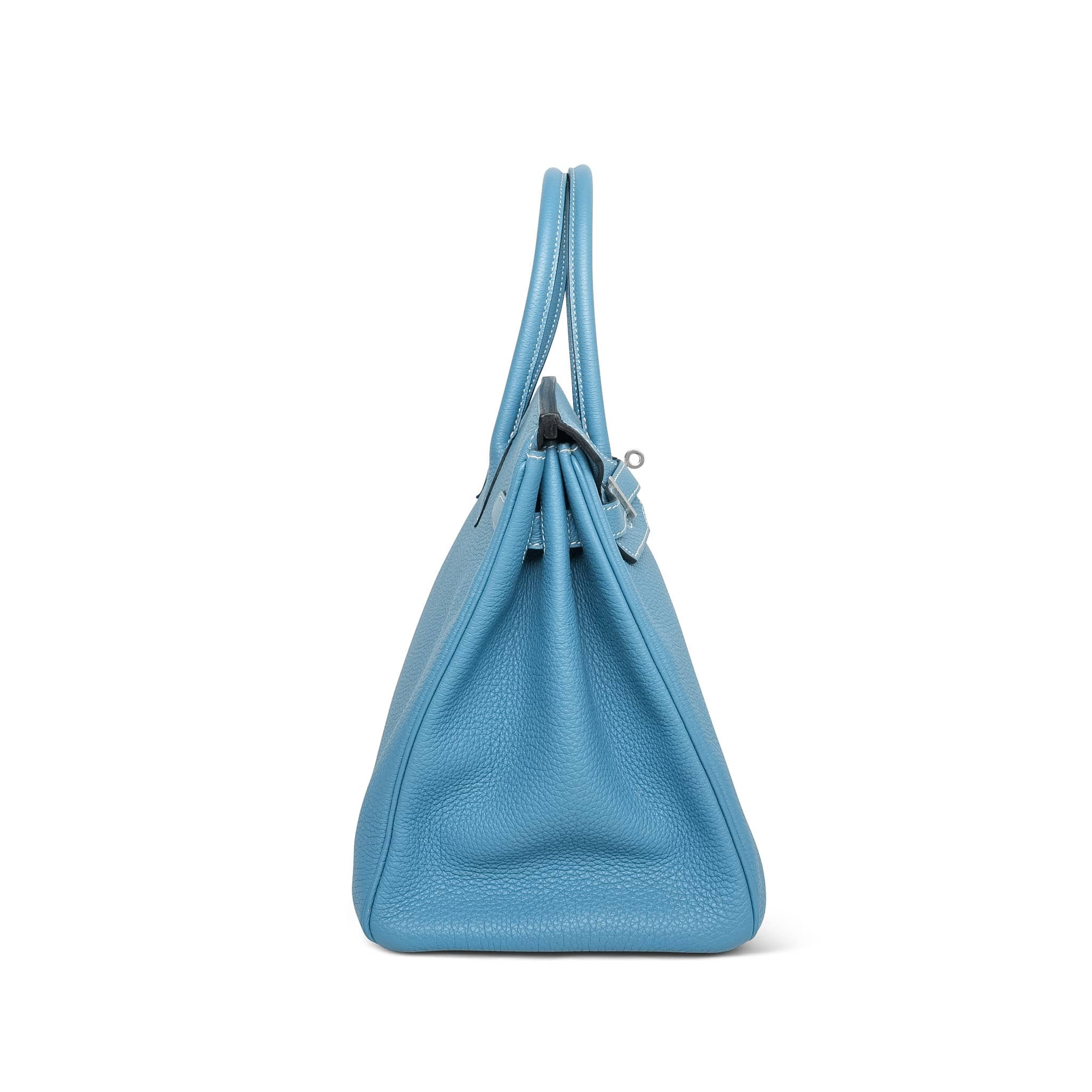 Birkin 35 Bleu Jean Togo Palladium Plated O Square Stamp