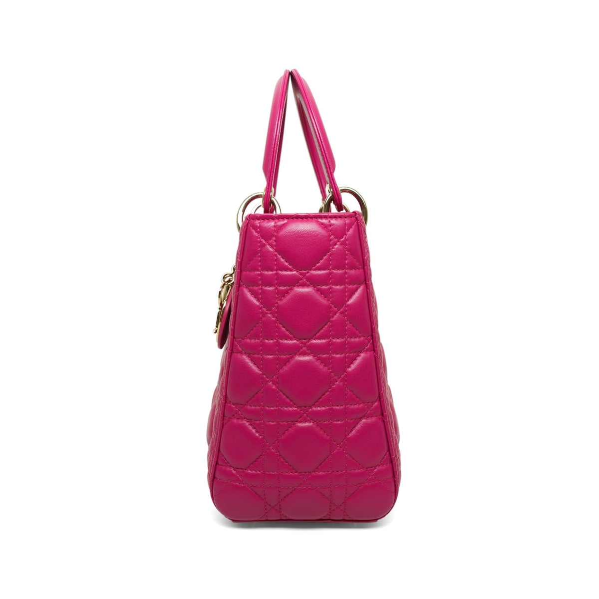 Dior Fuchsia Cannage Lambskin Lady Dior Bag Medium