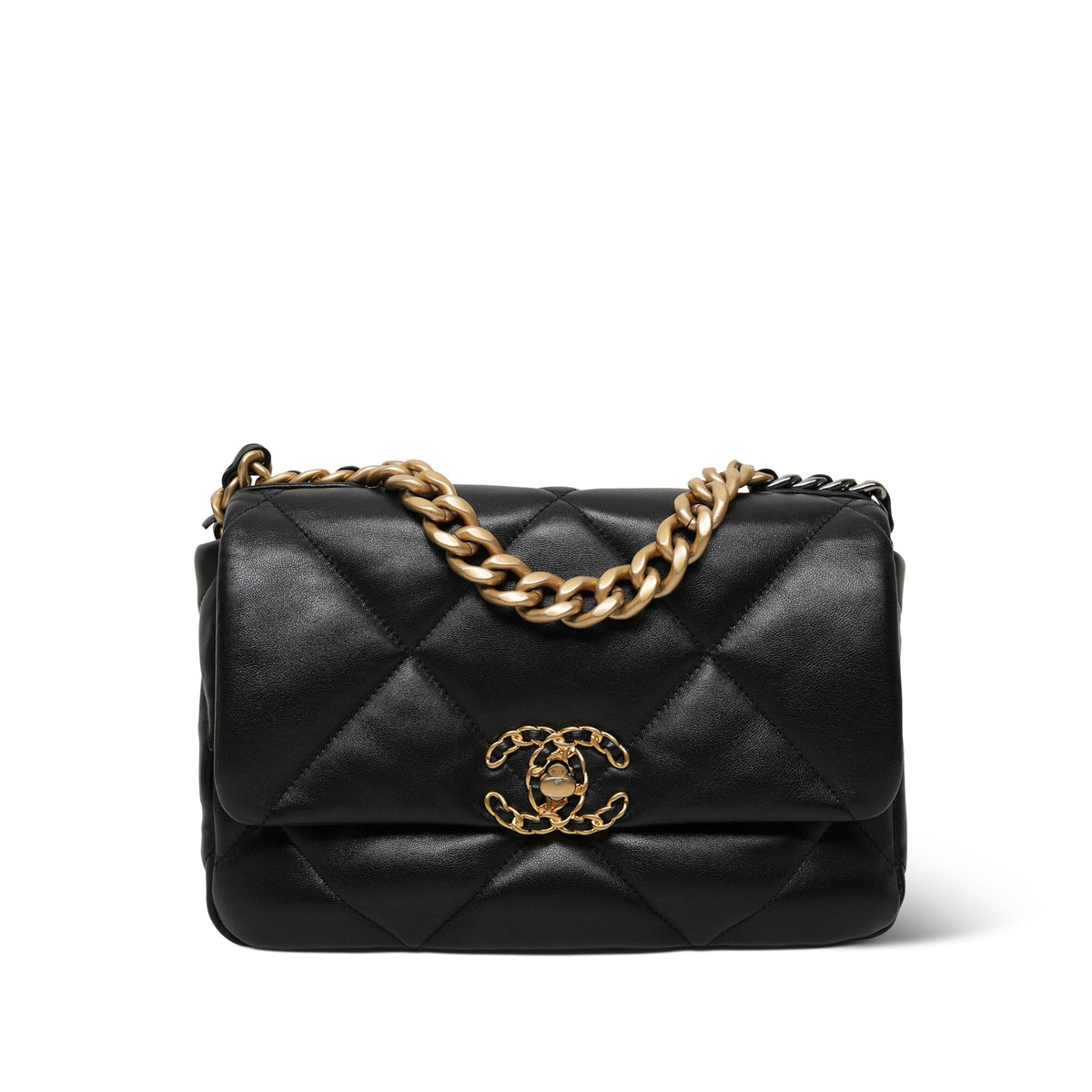 22A Black Lambskin Quilted Small 19 Flap MHW