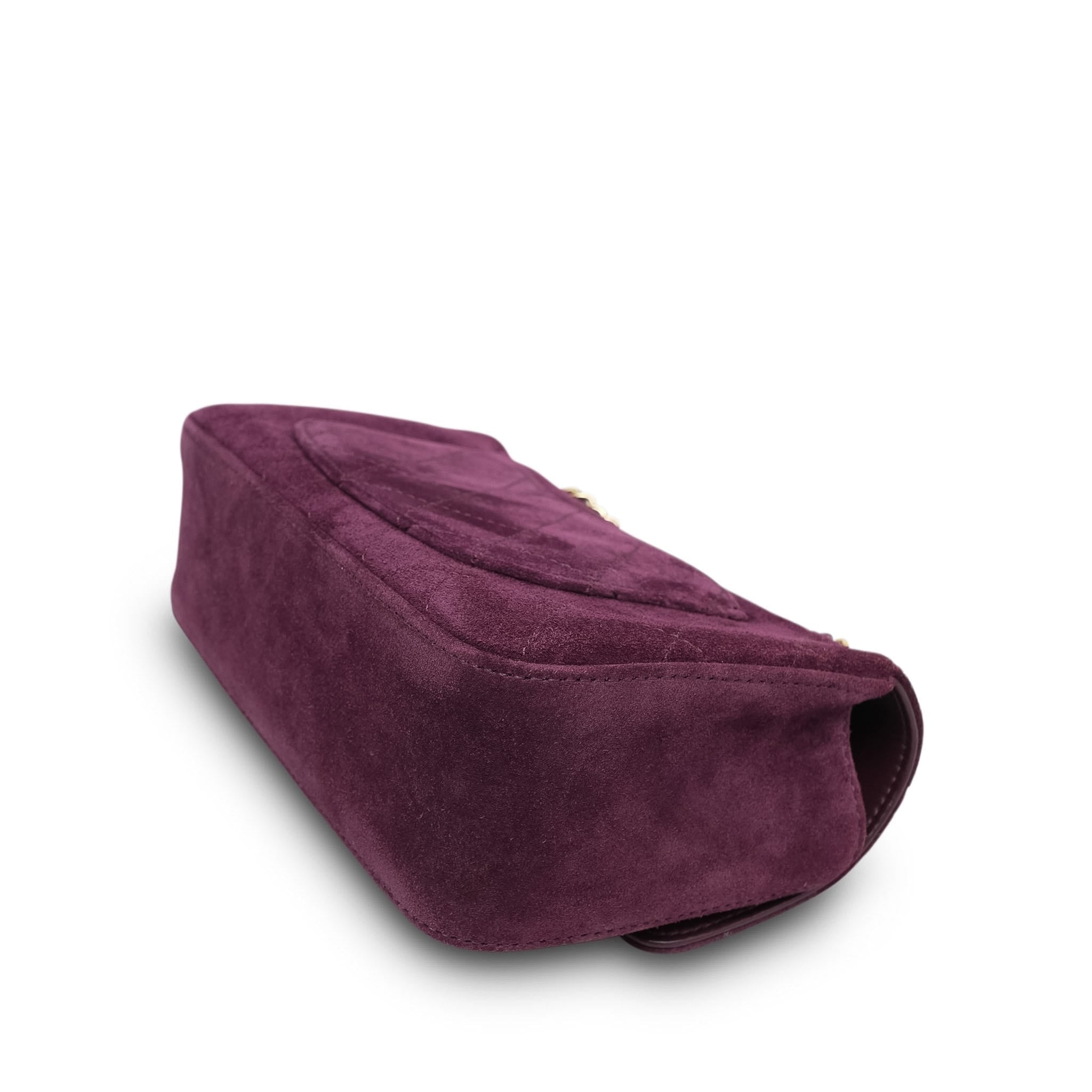Product image 13 of 19: 26B Burgundy Suede Quilted Mini Souplissimo Flap Bag LGHW