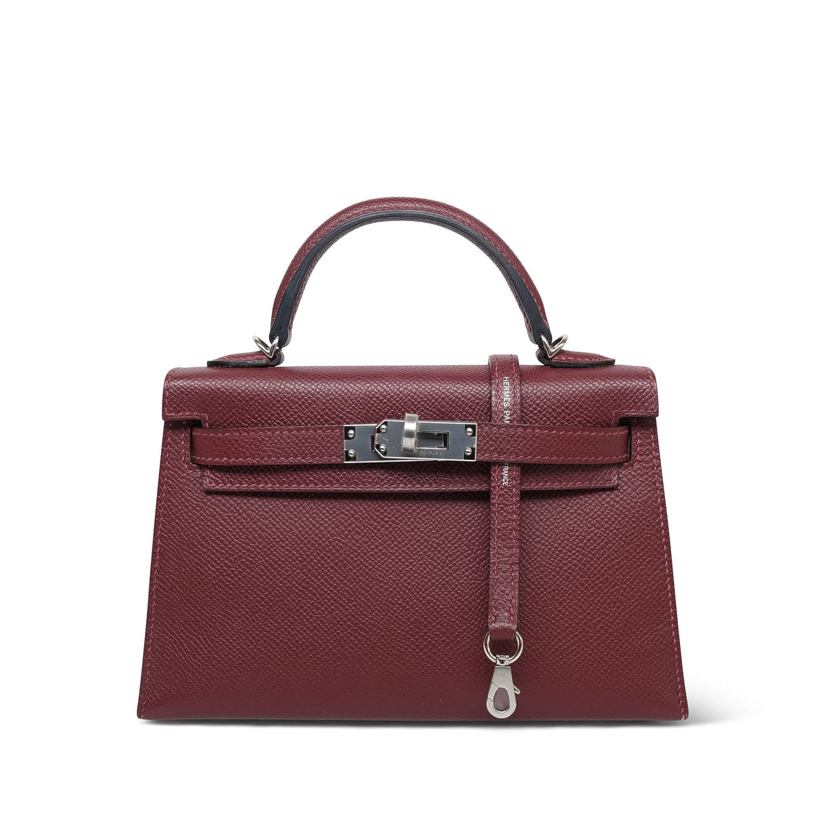 Mini Kelly Sellier Rouge H Epsom Palladium Plated B Stamp