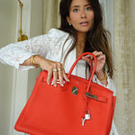 Product image 2 of 21: Birkin 35 Capucine Togo Palladium Plated P Square Stamp