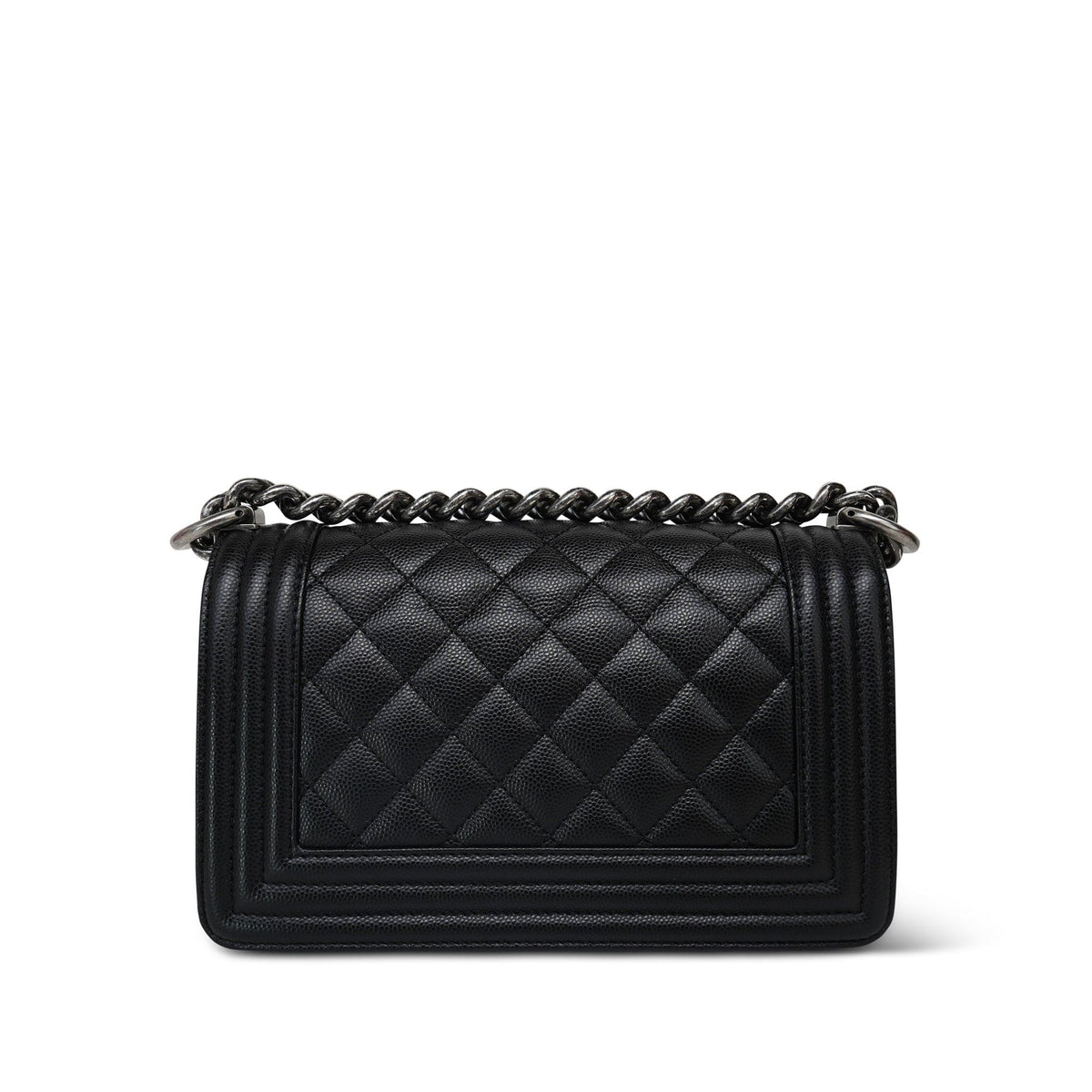 Black Caviar Quilted Le Boy Bag Small Ruthenium HW