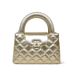 Product image 3 of 17: Gold Metallic Crumpled Calfskin Quilted Kelly Shopper Small Aged Gold Hardware