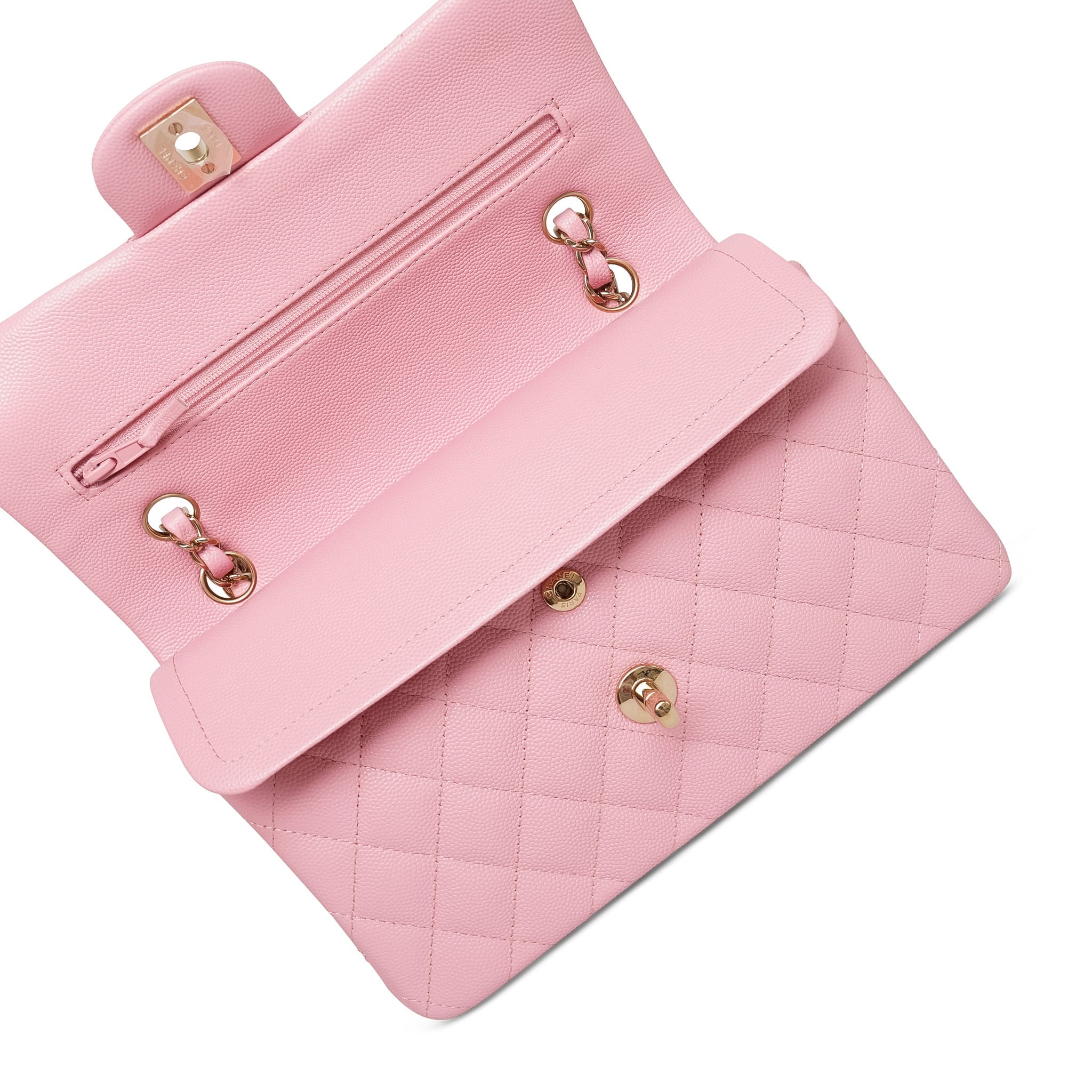 Product image 17 of 17: Pink Sakura Caviar Quilted Classic Flap Small LGHW