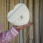Product image 10 of 17: 25B White Lambskin Quilted Heart Bag Large LGHW