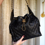 Product image 10 of 26: Black Caviar Quilted 25 Hobo Bag Medium Aged Gold Hardware