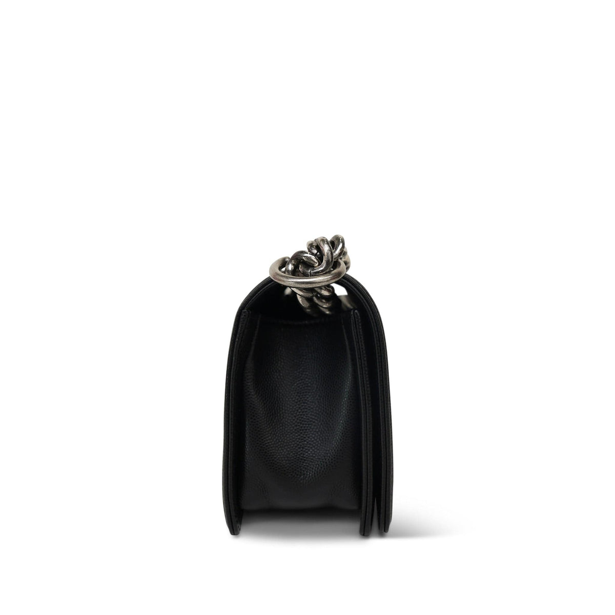 Black Caviar Quilted Le Boy Bag Small Ruthenium HW