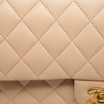 Product image 13 of 17: Beige Clair Lambskin Quilted Classic Flap Medium Gold HW