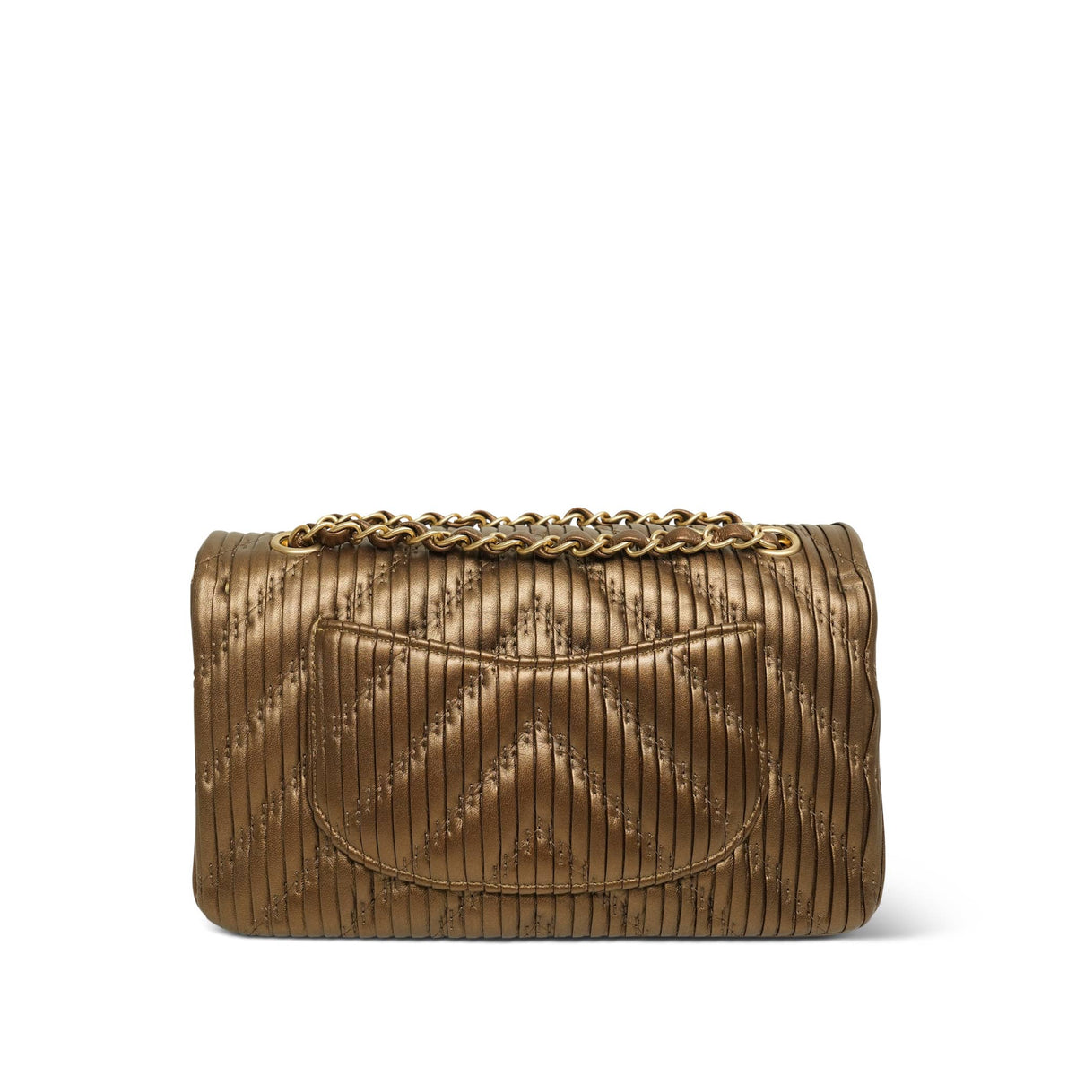 18C Bronze Chevron Calfskin Classic Flap Medium AGHW