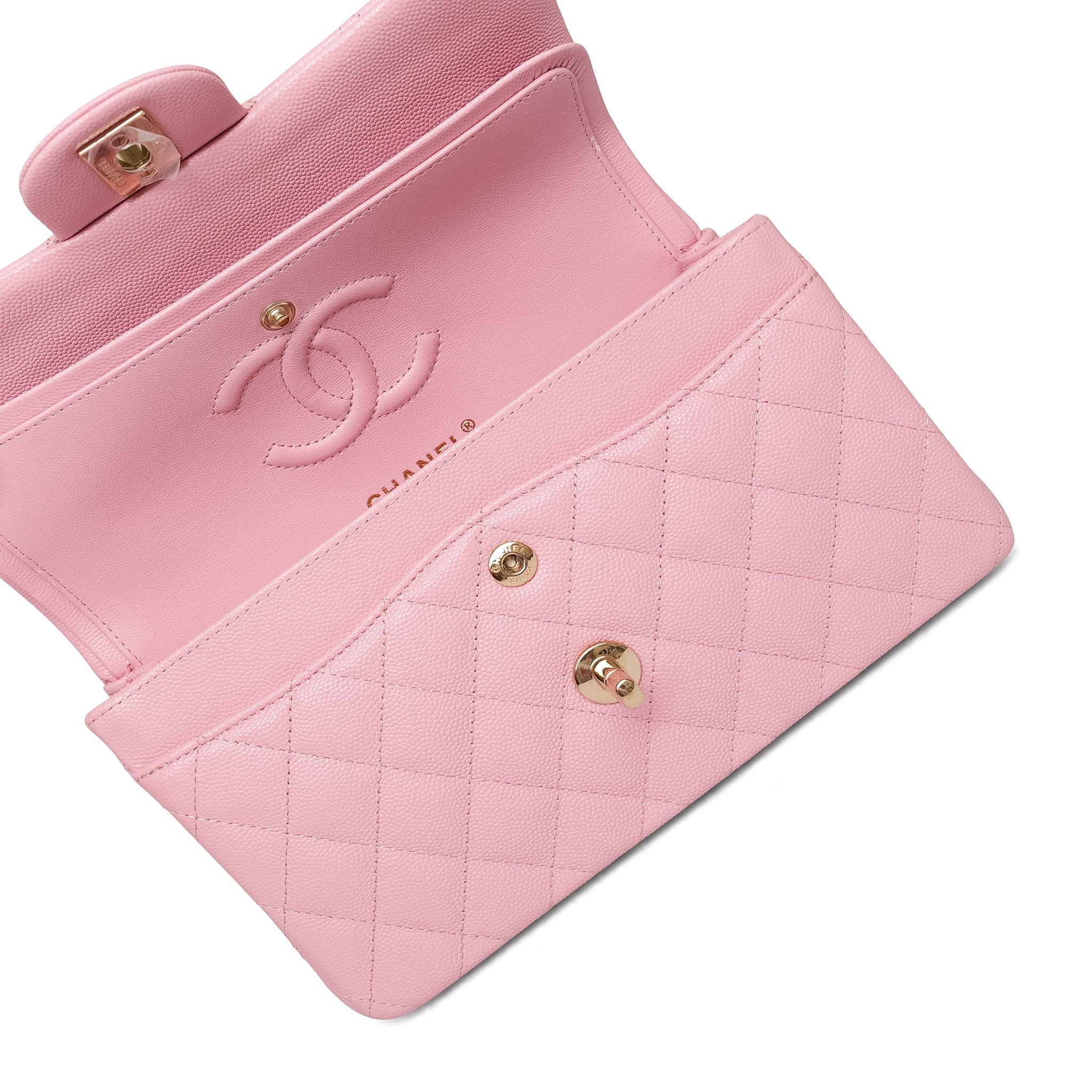 Product image 13 of 17: Pink Sakura Caviar Quilted Classic Flap Small LGHW
